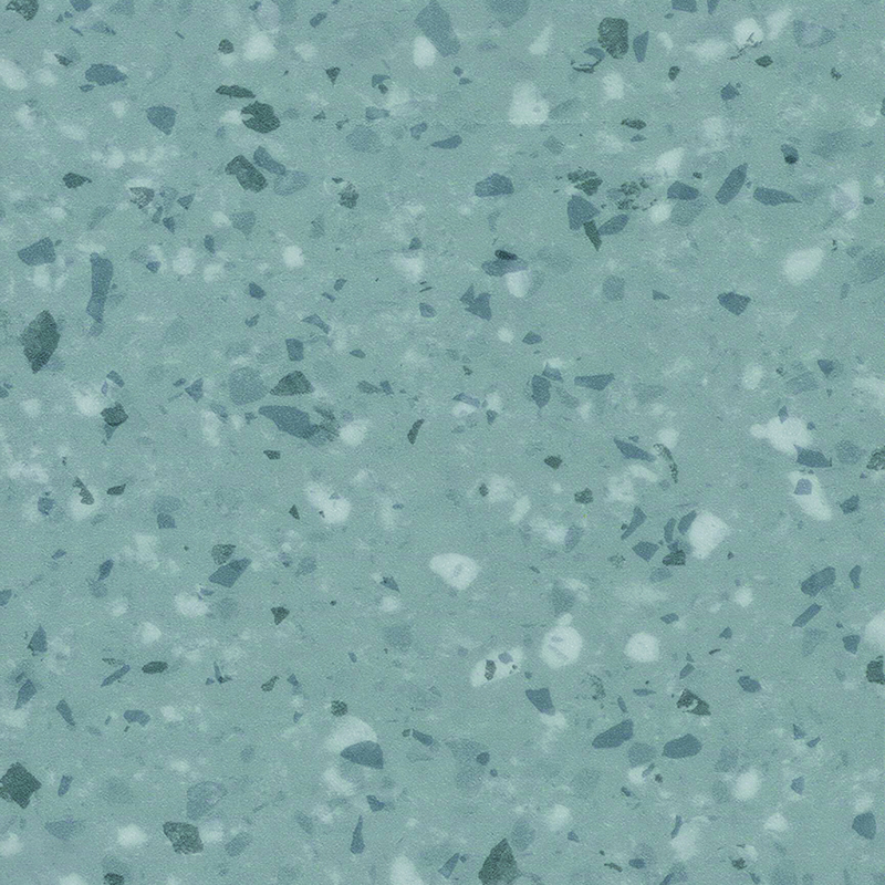 Piso heterogêneo resistente a manchas e absorção sonora